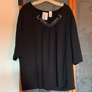 Chic Black Women's Blouse with Embellishments